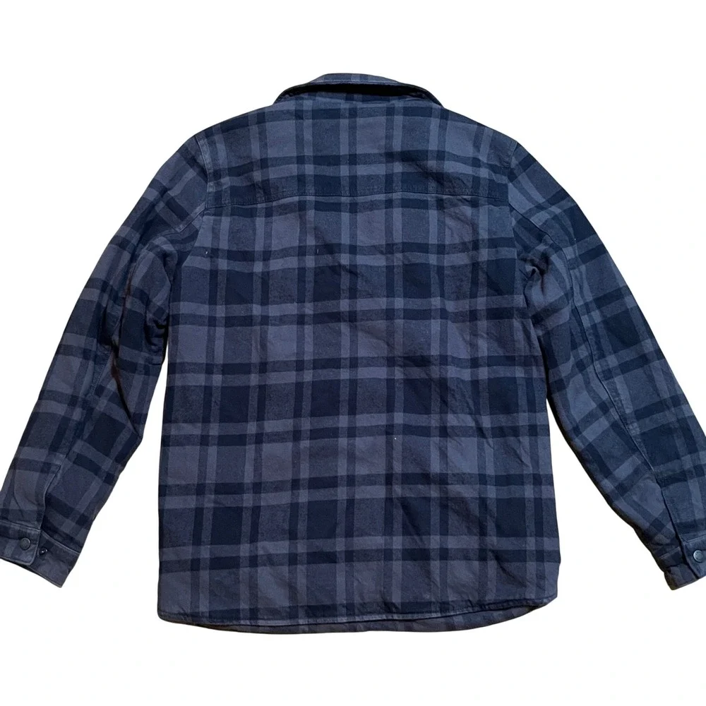 Levi's Quilted Shirt Jacket Mens Small Gray Plaid Shacket Flannel Coat Utility